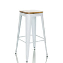 Sgabello da bar VANTAGGIO HIGH WS bianco con seduta quadrata in legno e struttura in metallo di hjh OFFICE
