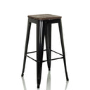 Sgabello da bar VANTAGGIO HIGH WS con struttura in metallo nero e seduta in legno scuro di hjh OFFICE