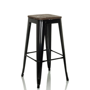 Sgabello da bar VANTAGGIO HIGH WS con struttura in metallo nero e seduta in legno scuro di hjh OFFICE