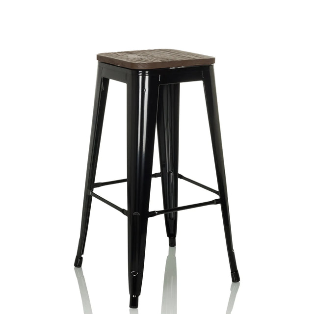 Sgabello da bar VANTAGGIO HIGH WS con struttura in metallo nero e seduta in legno scuro di hjh OFFICE
