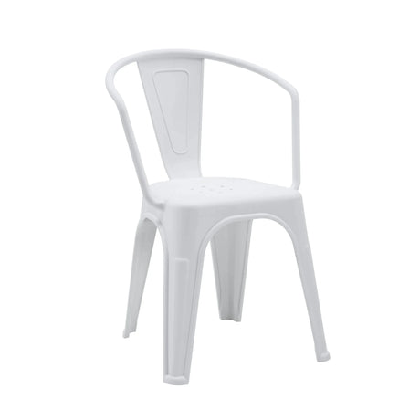 Sedia bistro Vantaggio Poly bianca in plastica con braccioli integrati di hjh OFFICE