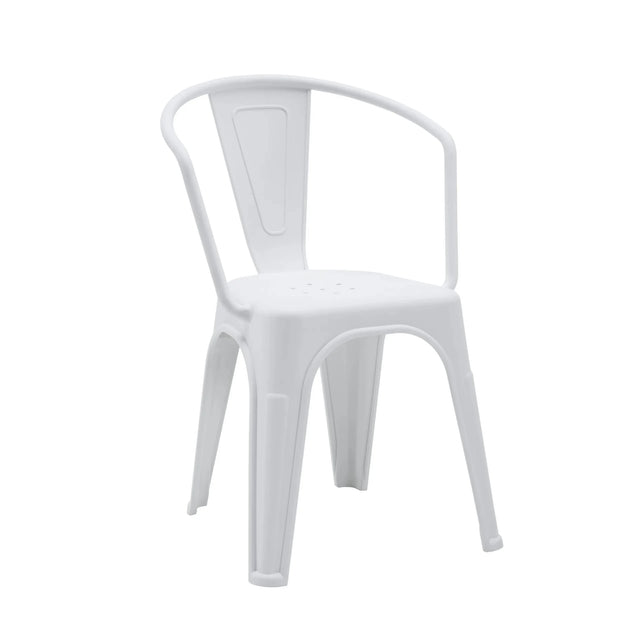 Sedia bistro Vantaggio Poly bianca in plastica con braccioli integrati di hjh OFFICE