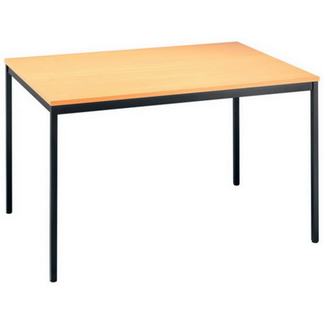 Scrivania VEKTOR 6 con piano color faggio e struttura in metallo nero di hjh OFFICE PRO