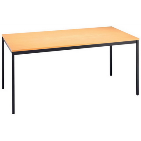 Scrivania VEKTOR 6 con piano color faggio e struttura nera di hjh OFFICE PRO