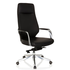 Poltrona professionale VELVET nera con braccioli e base a stella in alluminio lucido di hjh OFFICE
