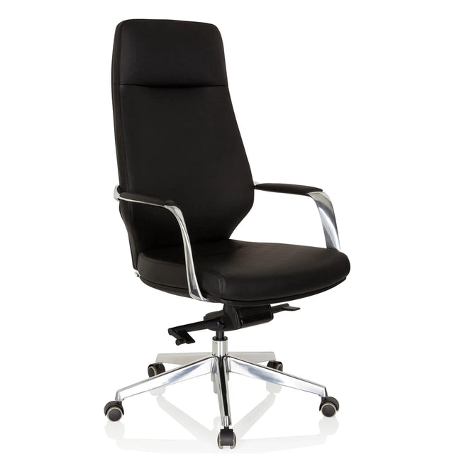 Poltrona professionale VELVET nera con braccioli e base a stella in alluminio lucido di hjh OFFICE