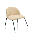 Sedia imbottita beige VELVO con schienale arrotondato e gambe in metallo nere di hjh OFFICE