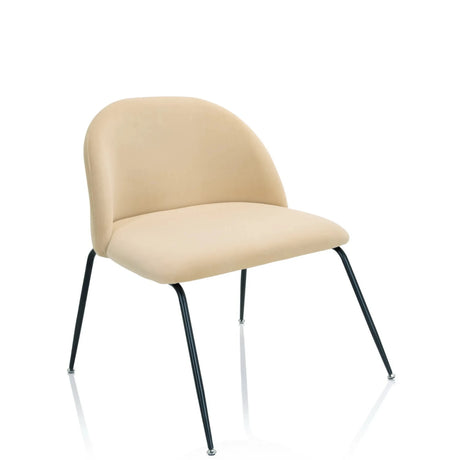 Sedia imbottita beige VELVO con schienale arrotondato e gambe in metallo nere di hjh OFFICE