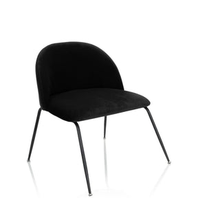 Sedia imbottita nera VELVO con schienale arrotondato e gambe sottili in metallo di hjh OFFICE