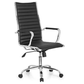 Poltrona professionale VEMONA 20 con rivestimento in pelle nera ed elementi cromati lucidi di hjh OFFICE
