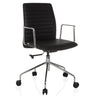 Poltrona di lusso VEMONA 30 con rivestimento nero, braccioli cromati e base a stella con ruote di hjh OFFICE
