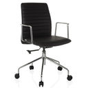Poltrona di lusso VEMONA 30 con rivestimento nero, braccioli cromati e base a stella con ruote di hjh OFFICE