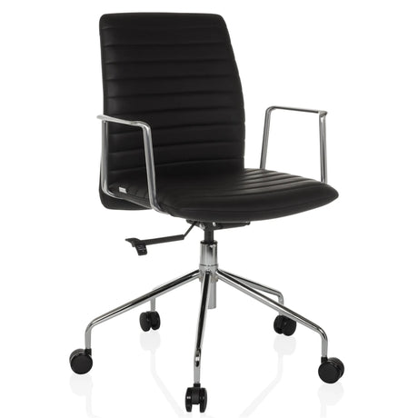 Poltrona di lusso VEMONA 30 con rivestimento nero, braccioli cromati e base a stella con ruote di hjh OFFICE