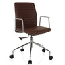 Poltrona di lusso VEMONA 30 con rivestimento in pelle marrone e struttura cromata di hjh OFFICE