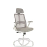 Sedia Home Office VENDO W in grigio con schienale in rete e base bianca di hjh OFFICE