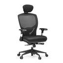 High-end Sedia da ufficio VENUS BASE con rivestimento in rete nera, poggiatesta e braccioli di hjh OFFICE