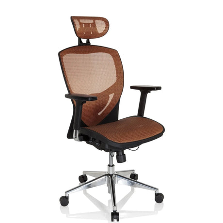 High-end Sedia da ufficio VENUS ONE con rivestimento in rete arancione e poggiatesta di hjh OFFICE