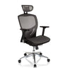 High-end Sedia da ufficio VENUS ONE in nero e grigio argento con rivestimento in rete e poggiatesta di hjh OFFICE