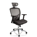 High-end Sedia da ufficio VENUS ONE in nero e grigio argento con rivestimento in rete e poggiatesta di hjh OFFICE