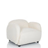 Poltrona Lounge VERDUNA bianca con rivestimento in tessuto strutturato e forma arrotondata di hjh LIVING