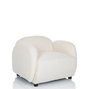 Poltrona Lounge VERDUNA bianca con rivestimento in tessuto strutturato e forma arrotondata di hjh LIVING