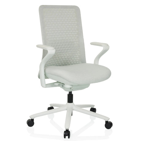High-end Sedia da ufficio VERVIO in grigio chiaro con schienale in rete e base a stella con ruote di hjh OFFICE