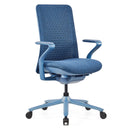 High-end Sedia da ufficio VERVIO con rivestimento in tessuto blu e braccioli coordinati di hjh OFFICE