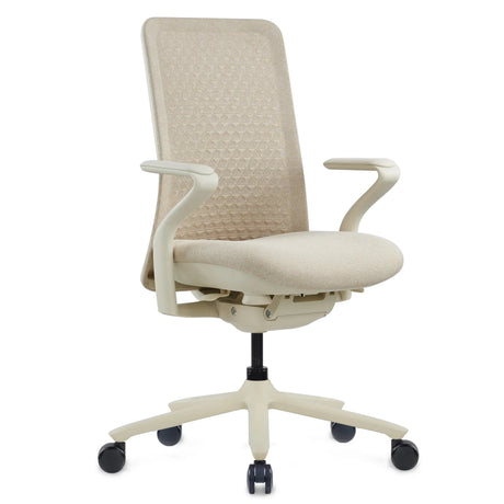 High-end Sedia da ufficio VERVIO in look beige con schienale in rete e base a rotelle di hjh OFFICE