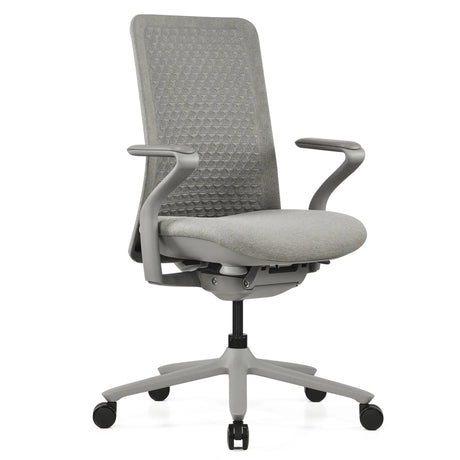 High-end Sedia da ufficio VERVIO in grigio con schienale in rete e braccioli di hjh OFFICE