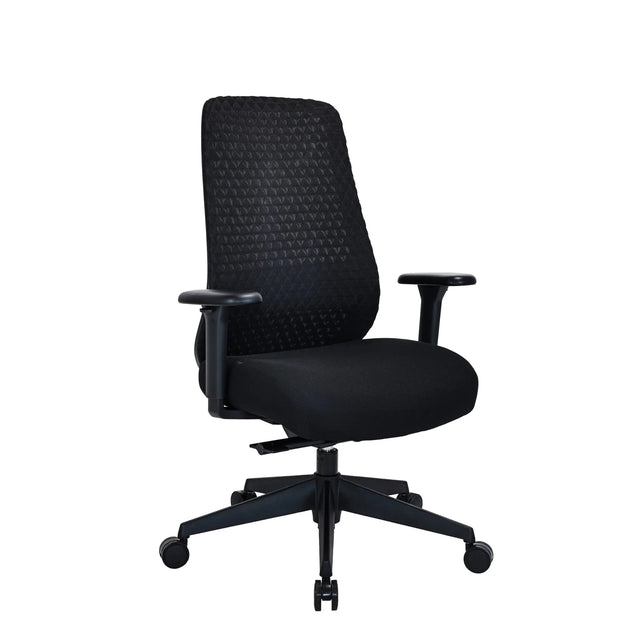Sedia da ufficio professionale Verviq nera con rivestimento in tessuto strutturato e braccioli di hjh OFFICE