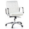 Poltrona professionale VILLA 10 in bianco crema con imbottitura trapuntata e struttura cromata di hjh OFFICE