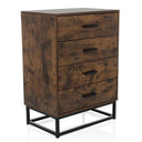 Cassettiera marrone VINSTRA con quattro cassetti e struttura in metallo nero di hjh LIVING