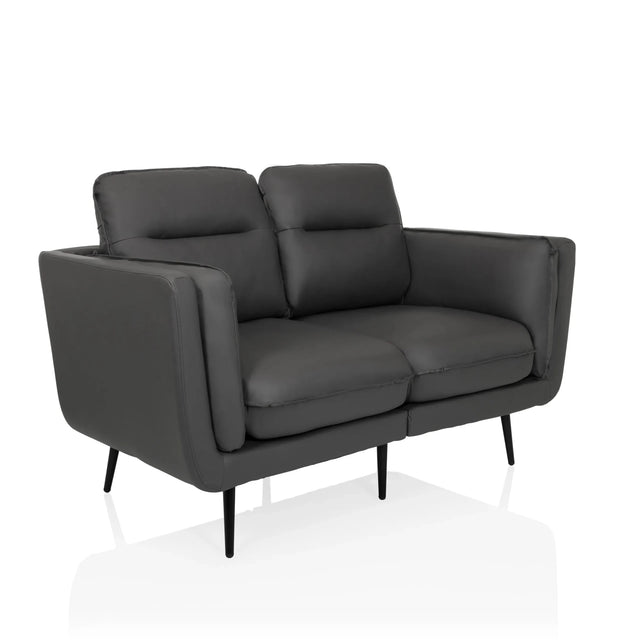Sofà lounge grigio VINTALUX con due posti a sedere e sottili gambe nere di hjh LIVING