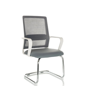 Sedia a sbalzo VISITER W grigia con schienale in rete e struttura cromata di hjh OFFICE