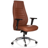 Poltrona professionale VITORO in pelle marrone con braccioli e base neri di hjh OFFICE
