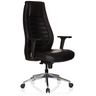 Poltrona professionale VITORO nera con rivestimento in pelle, braccioli e base a stella cromata di hjh OFFICE