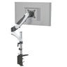 Supporto per monitor VM-MG1 in bianco e nero con braccio girevole flessibile e fissaggio al tavolo di hjh OFFICE
