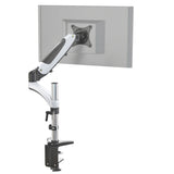 Supporto per monitor VM-MG1 in bianco e nero con braccio girevole flessibile e fissaggio al tavolo di hjh OFFICE