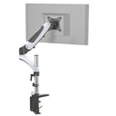 Supporto per monitor VM-MG1 in bianco e nero con braccio girevole flessibile e fissaggio al tavolo di hjh OFFICE
