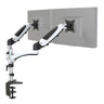 Supporto per monitor VM-MG2 in bianco-nero per due schermi con fissaggio al tavolo di hjh OFFICE