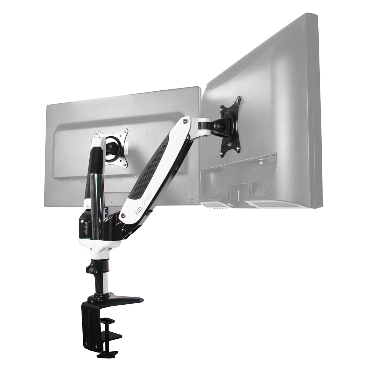 Supporto per monitor VM-MG2S in bianco e nero con due bracci articolati per due schermi di hjh OFFICE