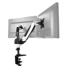 Supporto per monitor VM-MG2S in bianco e nero con due bracci articolati per due schermi di hjh OFFICE