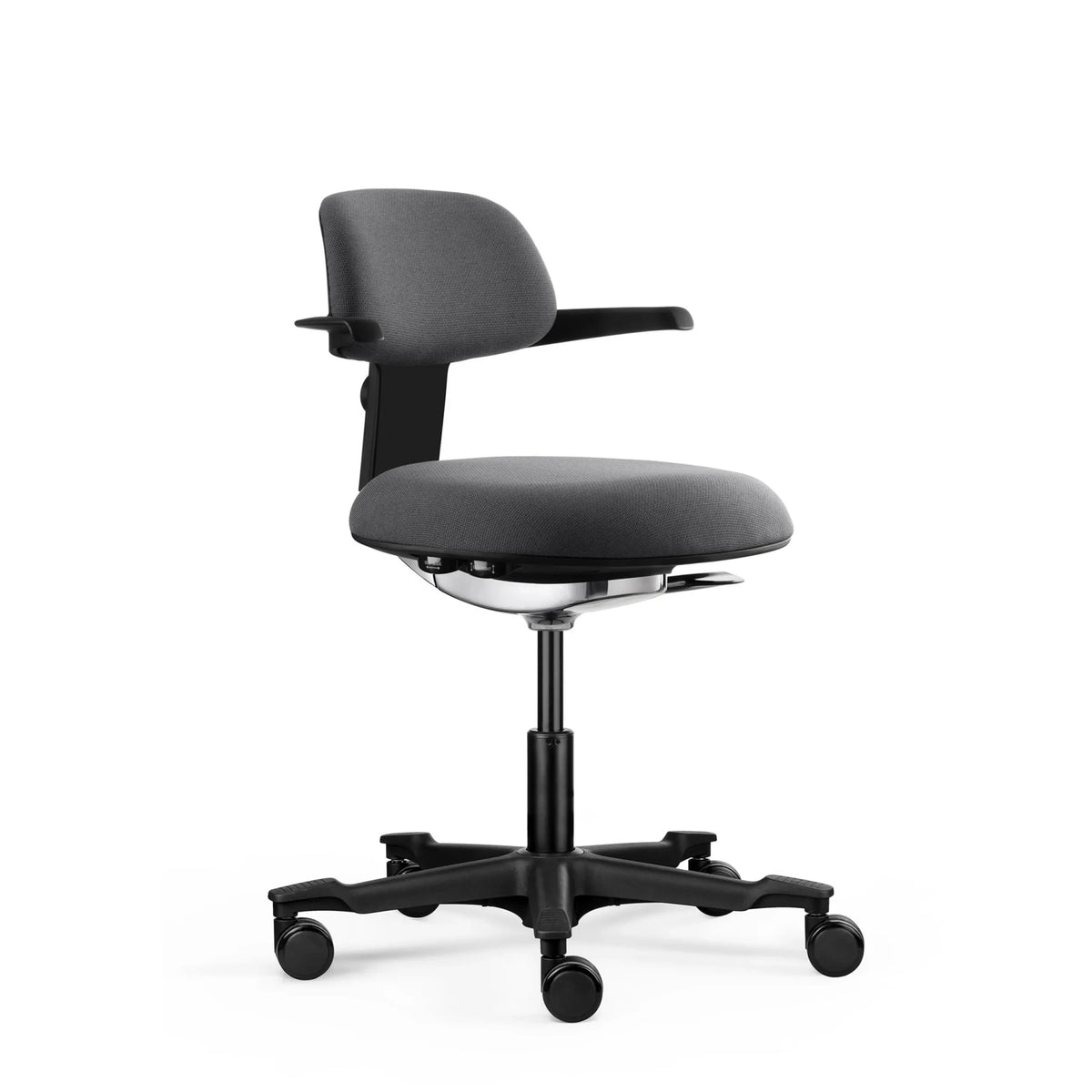 Sedia da lavoro WORK 40 grigio scuro con braccioli e cinque ruote di hjh OFFICE