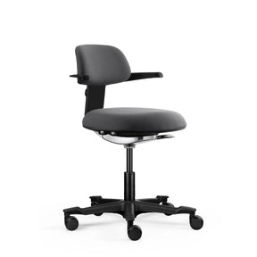 Sedia da lavoro WORK 40 grigio scuro con braccioli e cinque ruote di hjh OFFICE