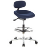 Sedia da banco blu WORK MF con poggiatesta, anello poggiapiedi e cinque ruote di hjh OFFICE