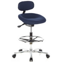 Sedia da banco blu WORK MF con poggiatesta, anello poggiapiedi e cinque ruote di hjh OFFICE