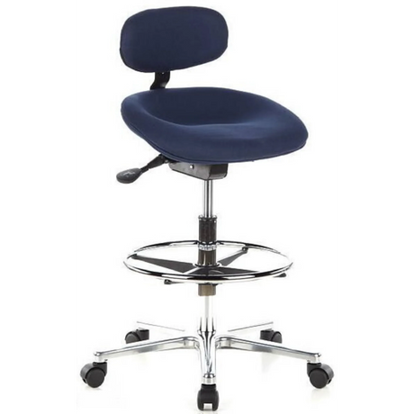Sedia da banco blu WORK MF con poggiatesta, anello poggiapiedi e cinque ruote di hjh OFFICE