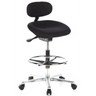 Sedia da banco WORK MF nera con poggiapiedi e base a stella cromata su ruote di hjh OFFICE