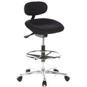 Sedia da banco WORK MF nera con poggiapiedi e base a stella cromata su ruote di hjh OFFICE