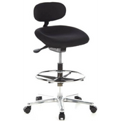 Sedia da banco WORK MF nera con poggiapiedi e base a stella cromata su ruote di hjh OFFICE
